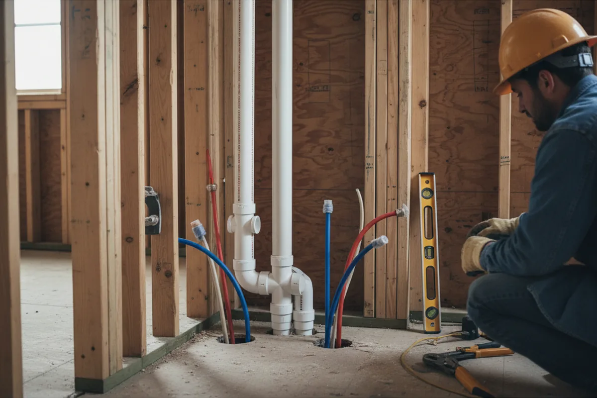 Drain and supply rough-in during Sump Pump Repair in Eden