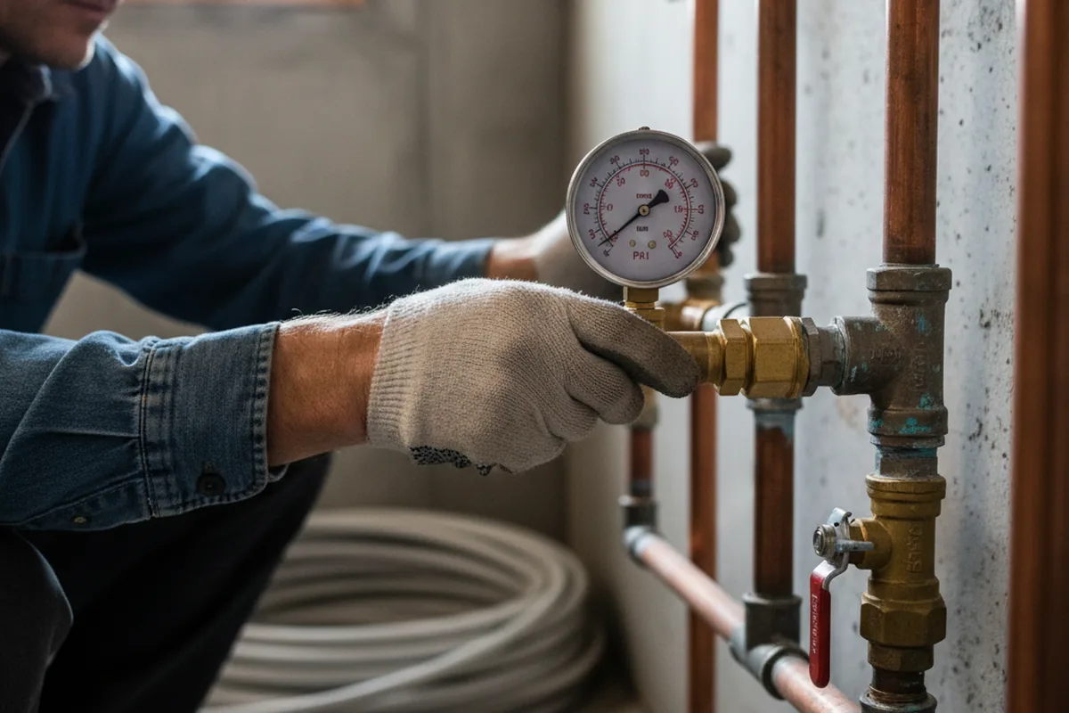 Pressure testing a repaired line during Water Line Repair in Eden